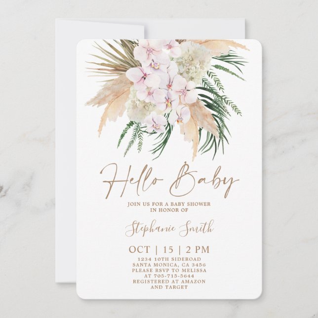 Invitación a Baby Shower de la Moda Boho (Anverso)