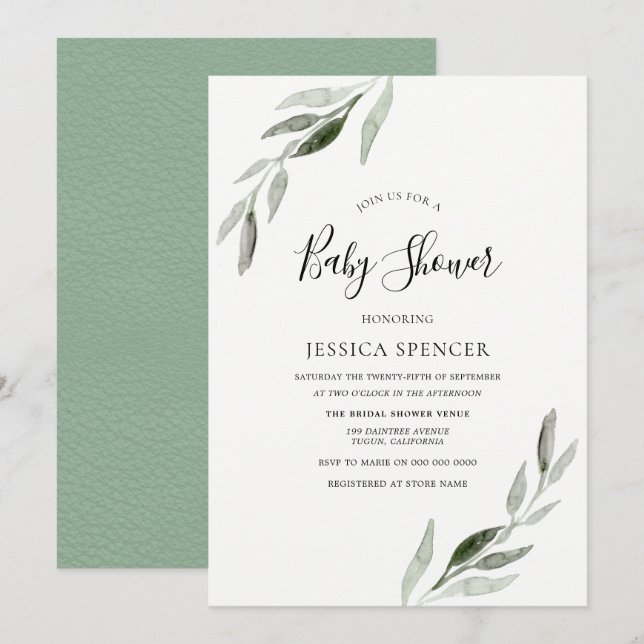 Invitación a Baby Shower de la moderna y moderna h (Anverso / Reverso)
