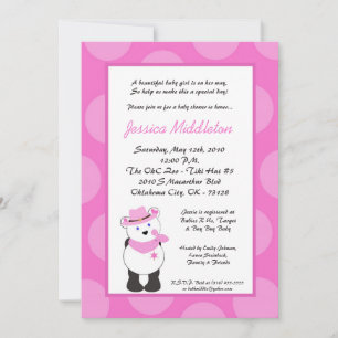 Invitación a Baby Shower de la niña Panda rosa Chi