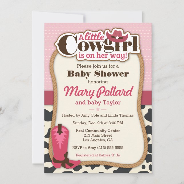 Invitación a Baby Shower de la niñita niña Chica m (Anverso)