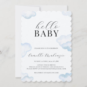 Invitación a Baby Shower de la nube azul