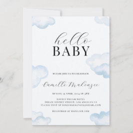 Invitación a Baby Shower de la nube azul