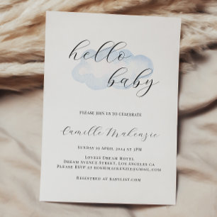 Invitación a Baby Shower de la nube azul