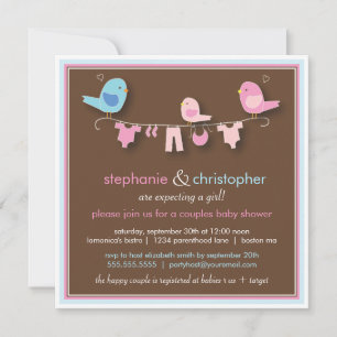 Invitación a Baby Shower de la pareja de Chicas de