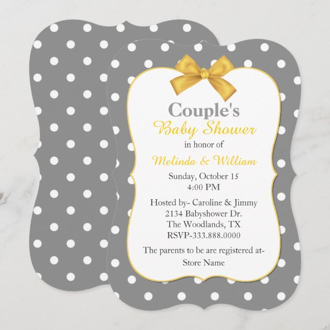 Invitación a Baby Shower de la pareja de Moda Polk (Anverso / Reverso)