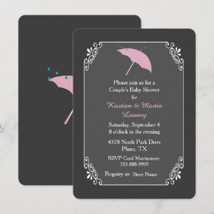 Invitación a Baby Shower de la Pareja de Paraguas