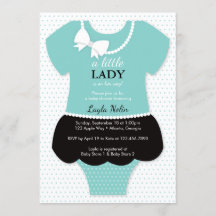 Invitación a Baby Shower de la Pequeña Dama, azul,