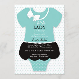 Invitación a Baby Shower de la Pequeña Dama, azul,