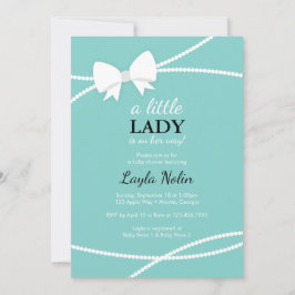 Invitación a Baby Shower de la Pequeña Dama, azul,