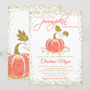 Invitación a Baby Shower de la piel de calabaza Pu