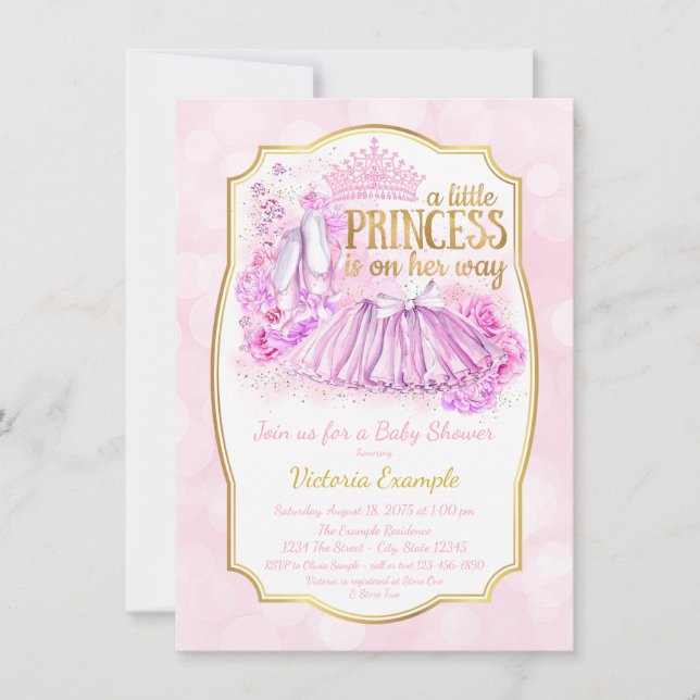 Invitación a Baby Shower de la Princesa Ballerina  (Anverso)