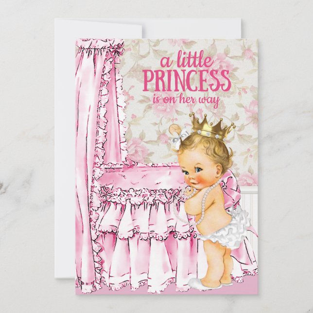 Invitación a Baby Shower de la princesa de bebé vi (Anverso)