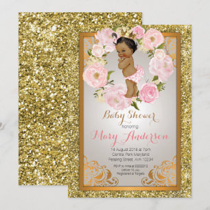 Invitación a Baby Shower de la princesa de oro