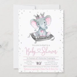 Invitación a Baby Shower de la Princesa Elefante c