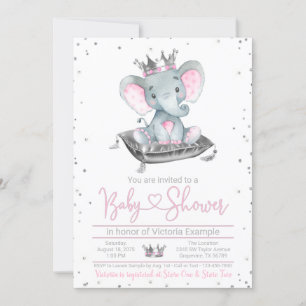 Invitación a Baby Shower de la Princesa Elefante c