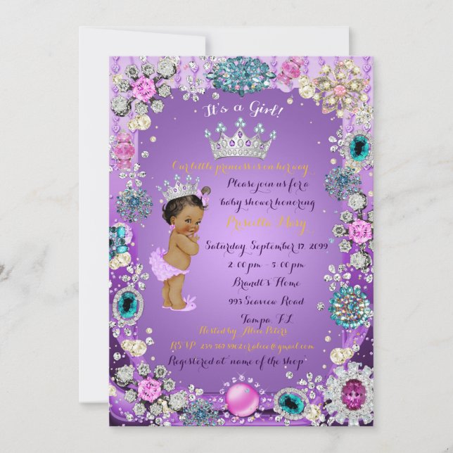 Invitación a Baby Shower de la princesa estadounid (Anverso)