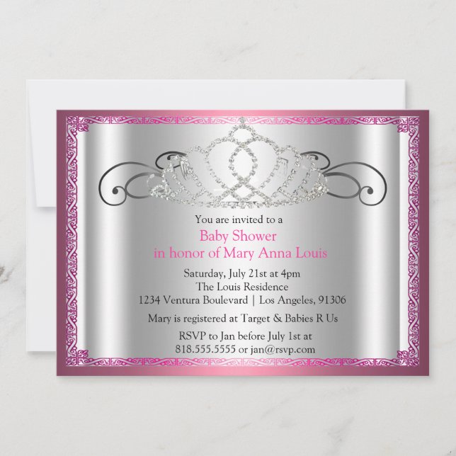 Invitación a Baby Shower de la Princesa Tiara (Anverso)