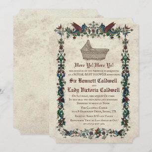 Invitación a baby shower de la Renacimiento Mediev