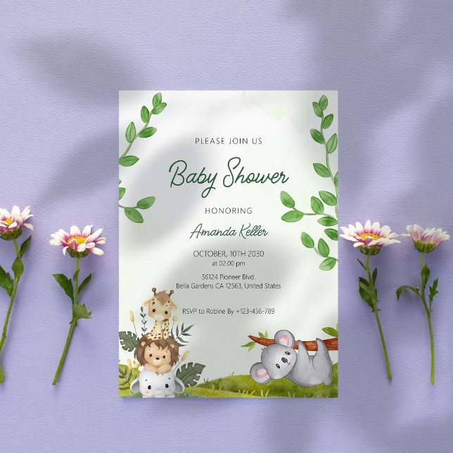 Invitación a Baby Shower de la Selva Verde (Subido por el creador)