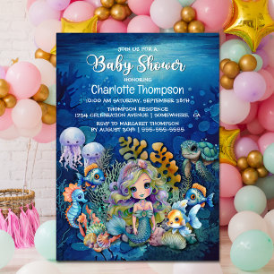 Invitación a Baby Shower de la sirena oceánica