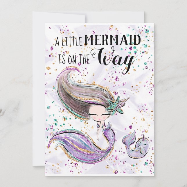 *~* Invitación a Baby Shower de la Sirenita Cuta W (Anverso)