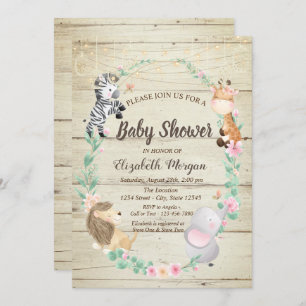 Invitación a Baby Shower de la textura de madera d