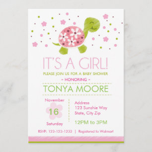 Invitación a Baby Shower de la tortuga de flores r