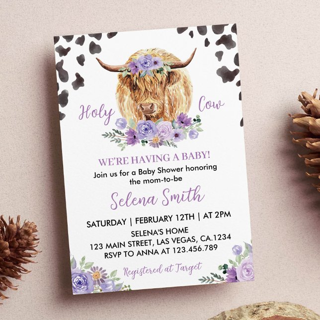 Invitación a Baby Shower de la vaca sagrada (Subido por el creador)