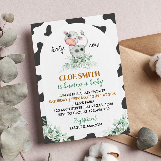 Invitación a Baby Shower de la vaca sagrada (Subido por el creador)