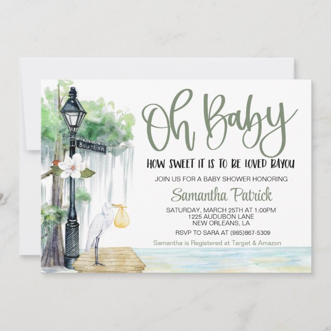 Invitación a Baby Shower de la zona pantanosa de B (Anverso)