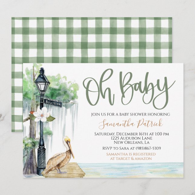 Invitación a Baby Shower de la zona pantanosa de B (Anverso / Reverso)