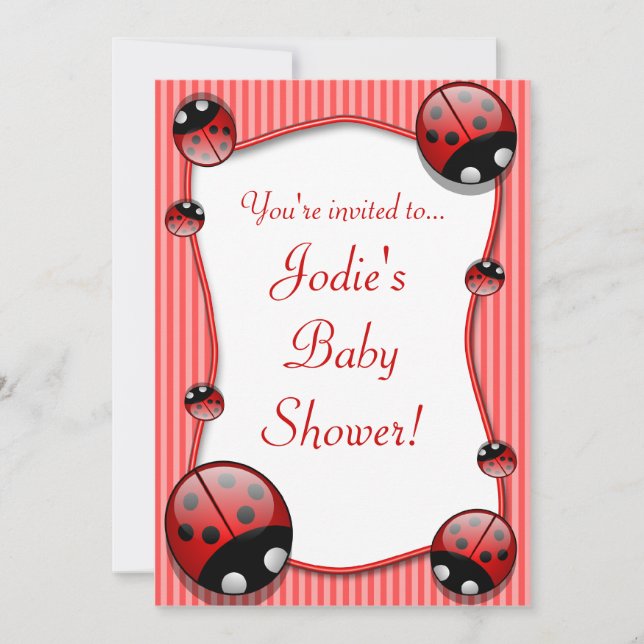 Invitación a Baby Shower de Ladybug (Anverso)