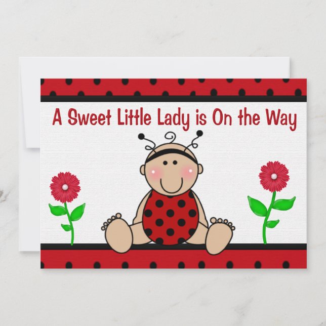 Invitación a Baby Shower de Ladybug (Anverso)