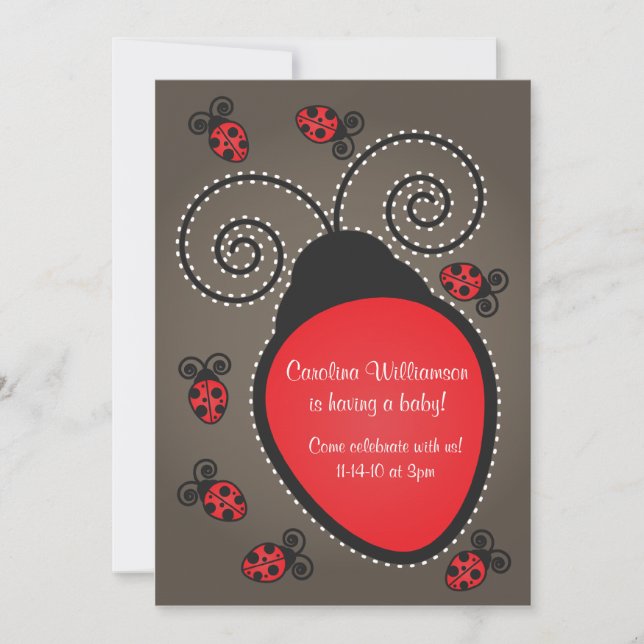 Invitación a Baby Shower de Ladybug (Anverso)