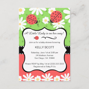 Invitación a Baby Shower de Ladybug - Lime y Red