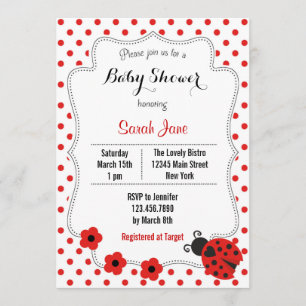 Invitación a Baby Shower de Ladybug Polkadot