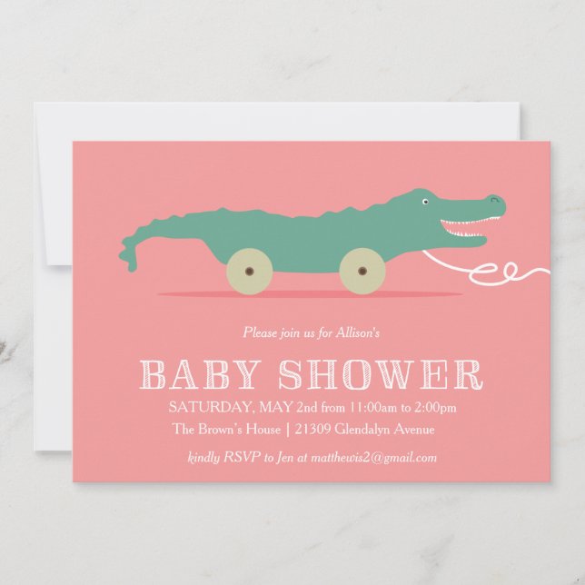 Invitación a Baby Shower de lagarto (Anverso)