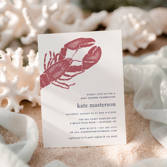 Invitación a Baby Shower de langosta náutica (Subido por el creador)