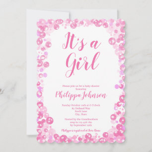 Invitación a Baby Shower de las burbujas rosadas