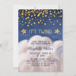 Invitación a Baby Shower de las estrellas doradas 