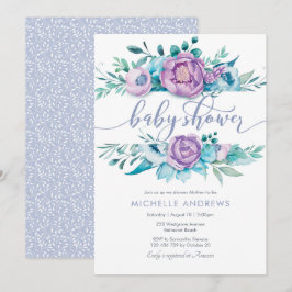 Invitación a Baby Shower de las flores moradas