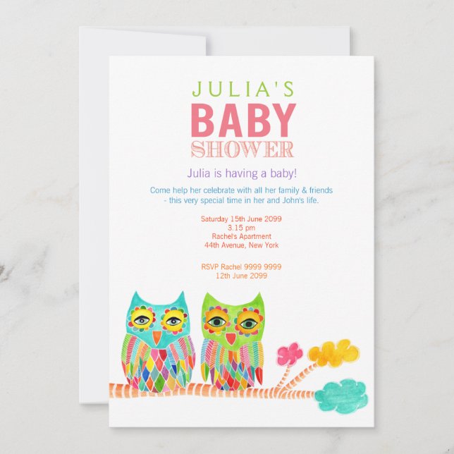 Invitación a Baby Shower de las lúpulas arcoiris c (Anverso)