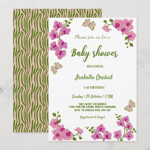 Invitación a Baby Shower de las mariposas tropical