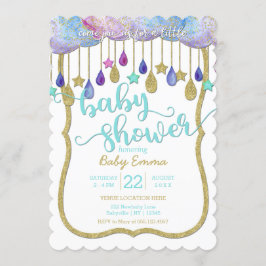 Invitación a Baby Shower de las nubes arcoiris y l