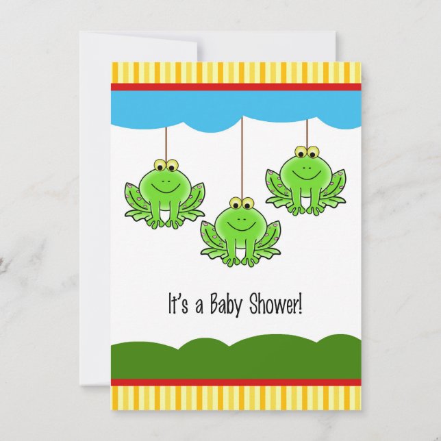 Invitación a Baby Shower de las ranas bebés (Reverso)