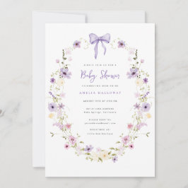 Invitación a Baby Shower de Lavender Bow Wildflowe
