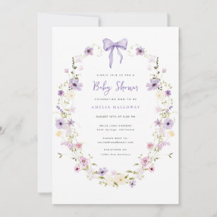 Invitación a Baby Shower de Lavender Bow Wildflowe