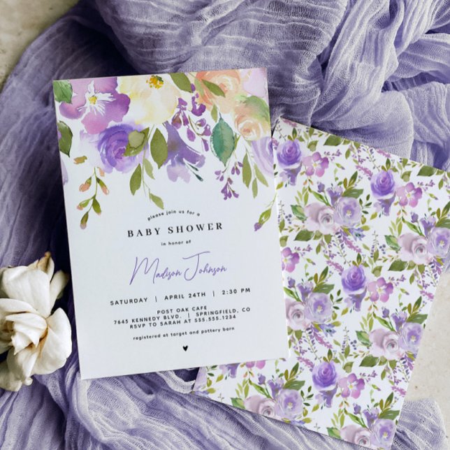 Invitación a Baby Shower de Lavender Floral (Subido por el creador)