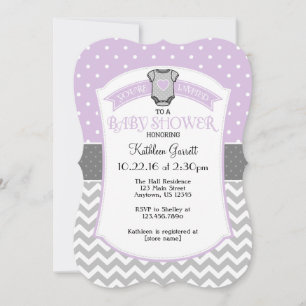 Invitación a Baby Shower de Lavender Gray Polka Do