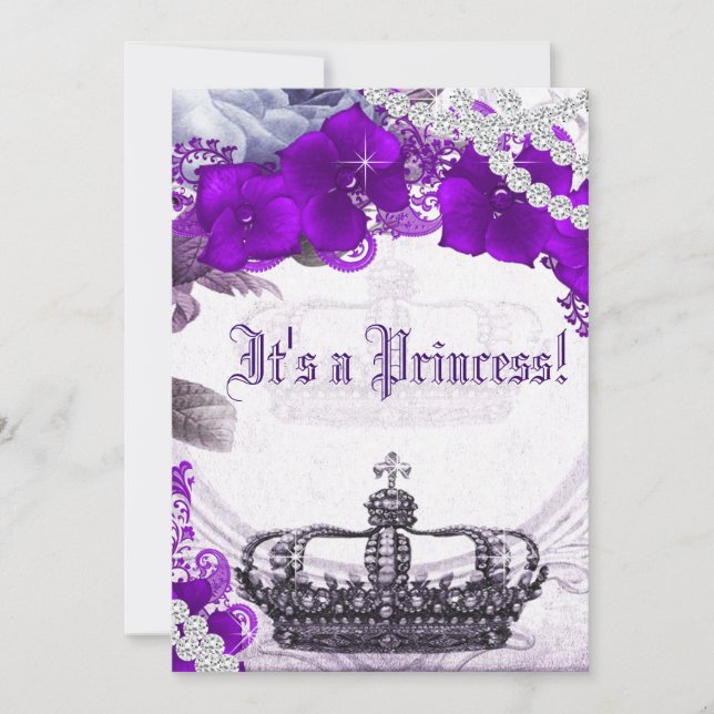Invitación a Baby Shower de Lavender Purple Prince (Anverso)